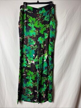 Just Bellina Black and Green Floral Pants